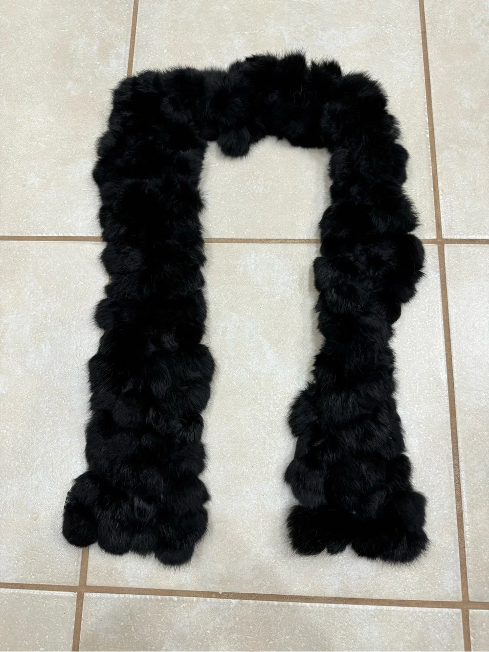 Black Genuine Rabbit Fur Scarf - Women's Fashion Accessory